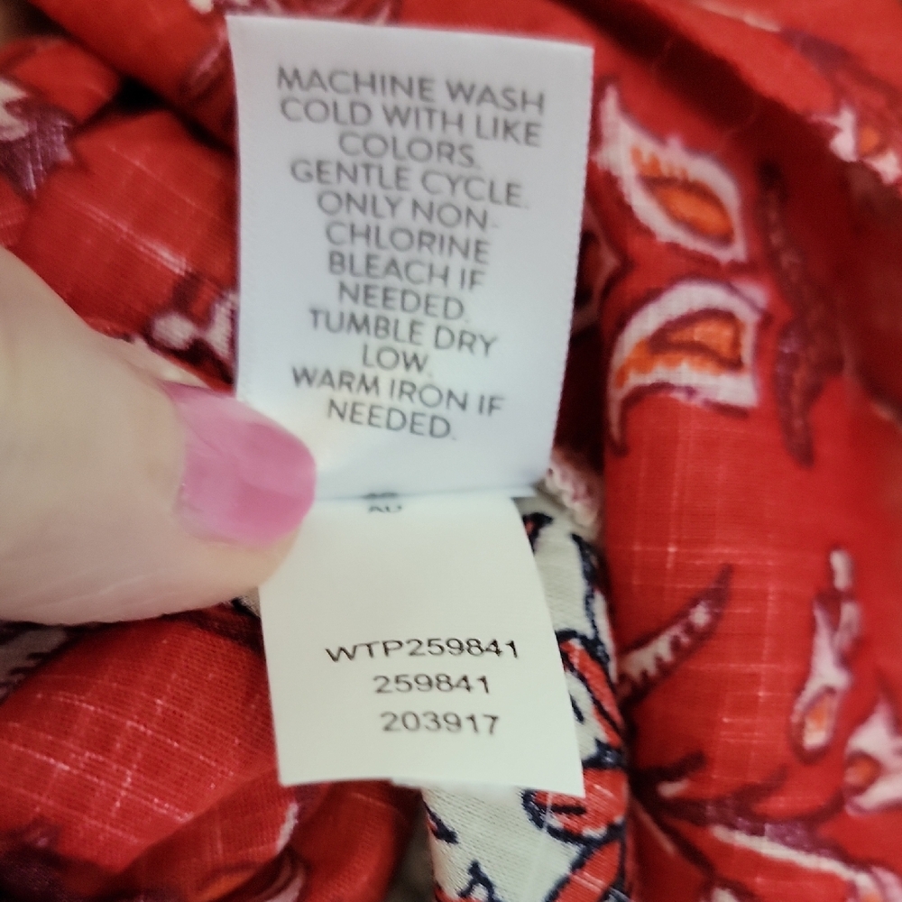 J. Jill Red and Cream Floral Women's Shirt, New With Tag - Picture 5 of 10